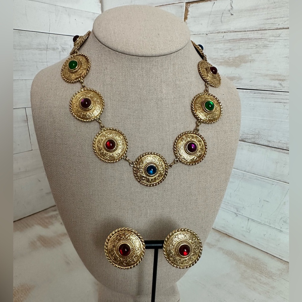 RARE VINTAGE Givenchy Byzantine Coin Style Set with Cabochons
